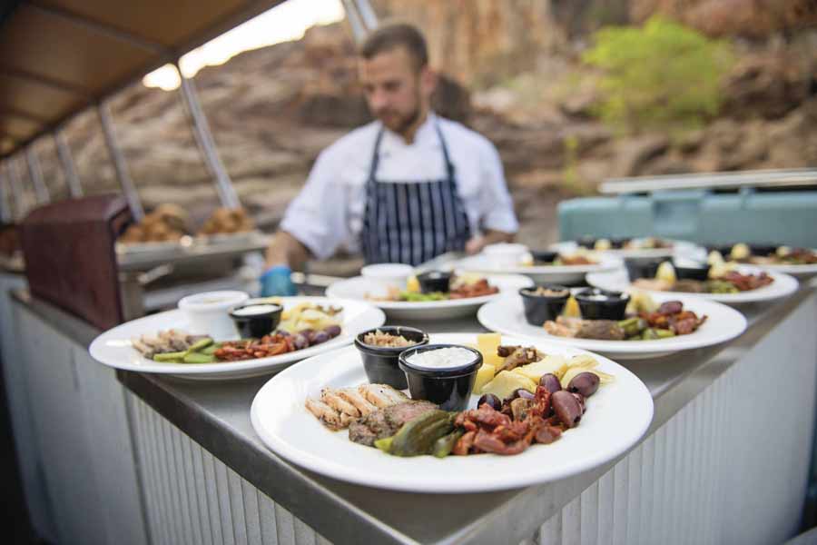 Sunset dinner meal on the Katherine cruise